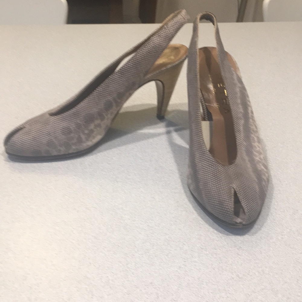 Snakeskin peeptoe slingbacks